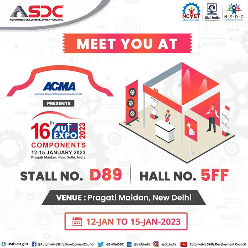 We would be pleased to receive you at the Auto Expo Components Show scheduled from 12-15 January 2023 at the Pragati Maidan, New Delhi.