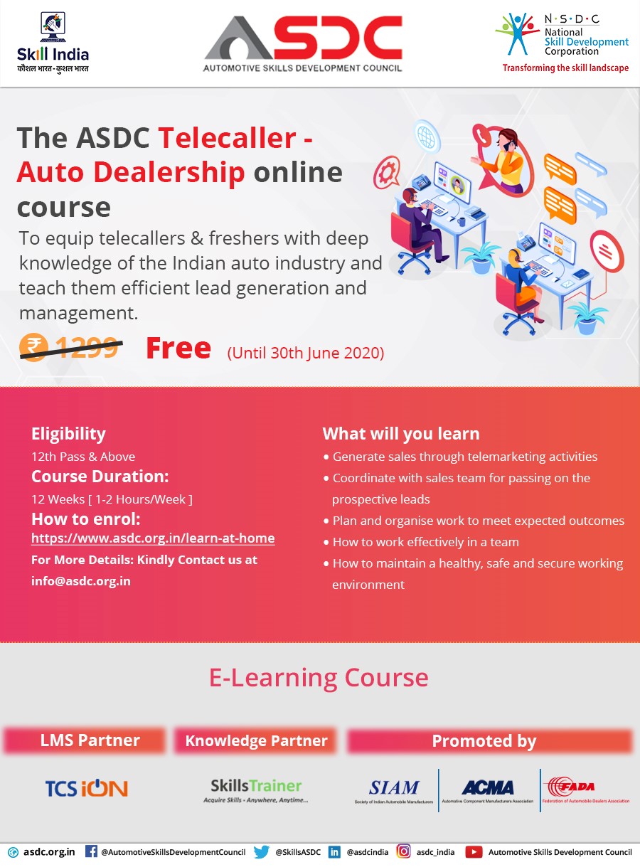 The ASDC tellecaller -Auto Dealership Online Course