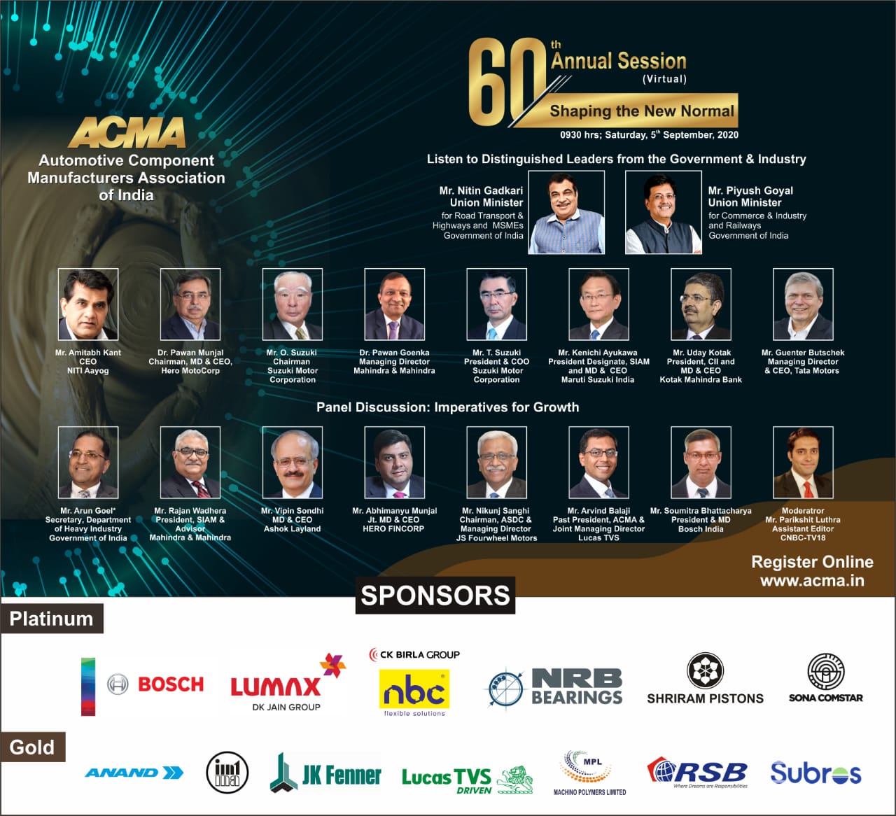 ACMA 60th Annual Session(Virtual), 09: 30 hrs: September 05, 2020