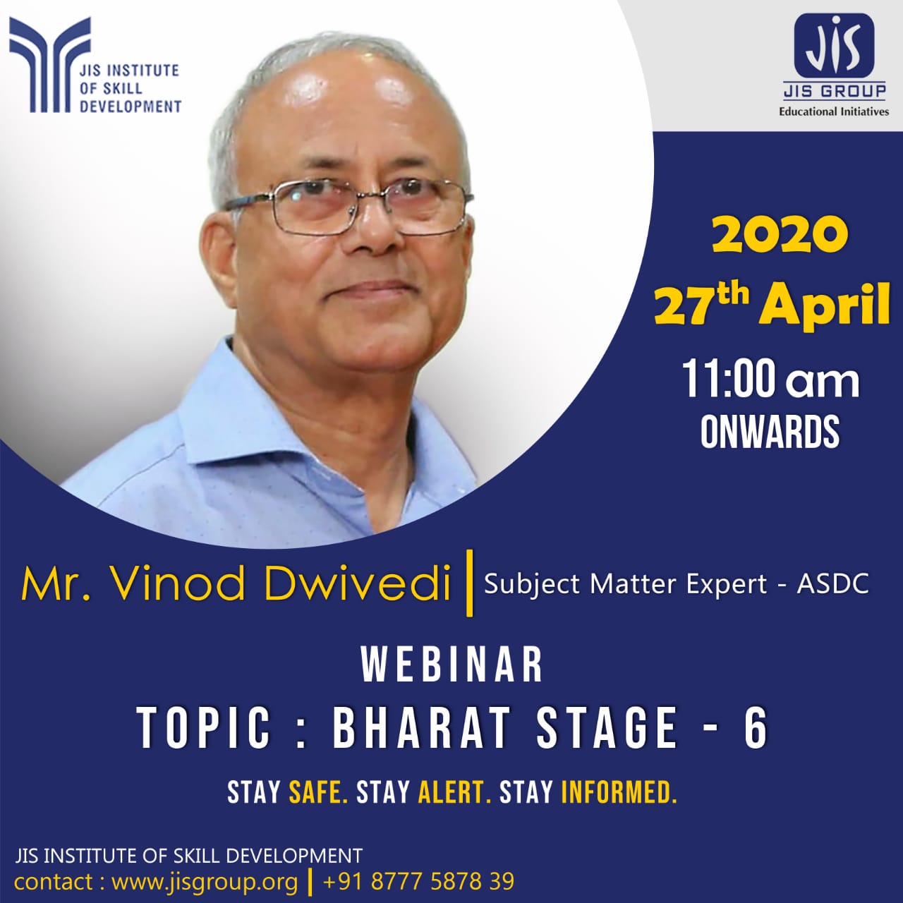 Technilological changes in Bharat Stage 6 (BS VI) vehicles Session by SME , ASDC Time: Apr 27, 2020 11:00 AM Mumbai, Kolkata, New Delhi