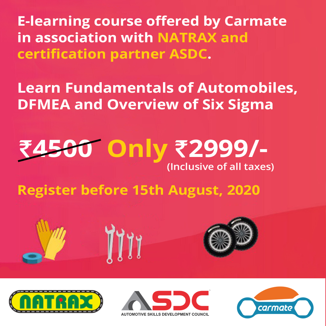 E-Learning course offered by carmate in association with NATRAX and certification partner ASDC