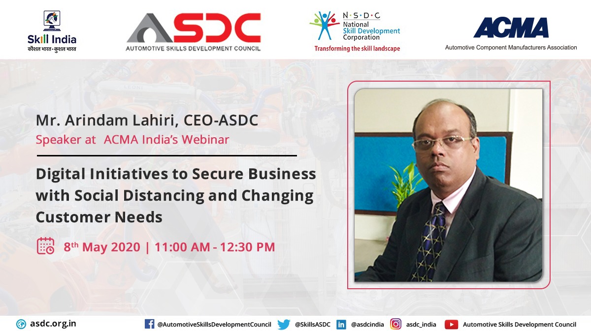 Mr. ARINDAM LAHIRI, CEO - ASDC, will be one of the key speakers at the webinar.  Register now
